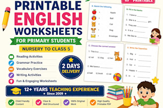 create printable english worksheets for primary students