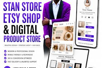 design a high converting stan store, etsy shop, digital product store