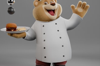 make cute 3d character modeling mascot or animal in blender cartoon style