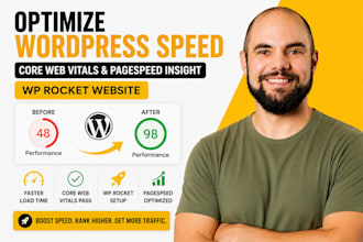 optimize wordpress speed core web vitals pagespeed insight wp rocket website