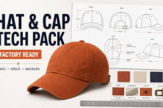 design custom hats and caps with factory ready tech packs