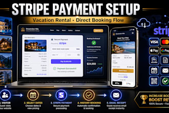do vacation rental stripe payment gateway setup and direct booking flow