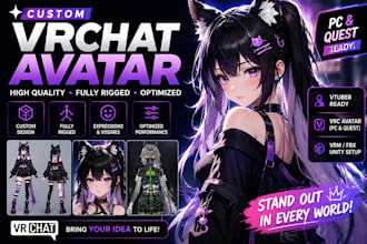 create a custom vrchat avatar, furry avatar, vrc avatar and VR model