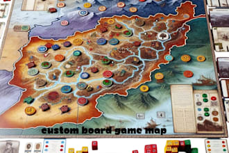 design custom board game, game board, cards and tabletop game assets