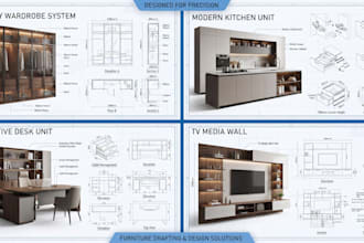 design custom furniture shop drawings and detailed technical drawings