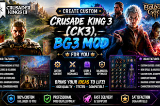 create game modding for crusader king 3 ck3, bg3 mod for you