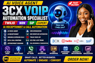 develop ai voice agent with 3cx voip twilio n8n sip automation ai receptionist
