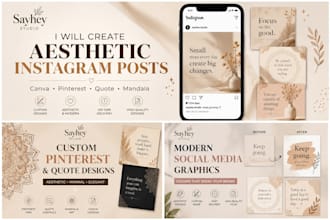 design aesthetic instagram posts and pinterest pins in canva