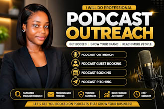 do podcast research, guest outreach and interview booking