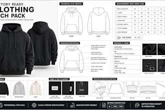 create clothing tech pack fashion tech pack factory ready for manufacturers