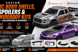 custom rc body shells, spoilers, widebody kits and solidworks, blender