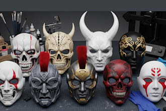 create 3d print and paint mask 3d helmet cosplay creation helmet stl mask print