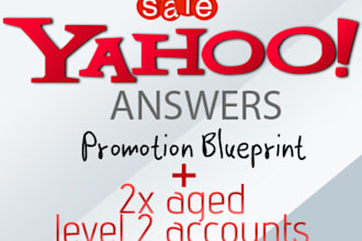 give you two aged level 2 Yahoo Answers accounts to help with your website promotion AND a report to get you started