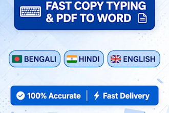fast copy typing and pdf to word conversion in bengali hindi english