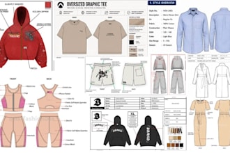create a professional clothing tech pack