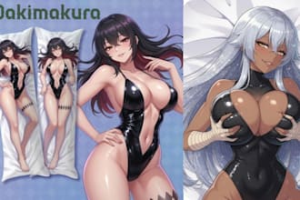draw custom anime dakimakura body pillow illustration for your oc or vtuber