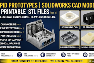 design rapid prototypes, solidworks cad models and 3d printable stl files
