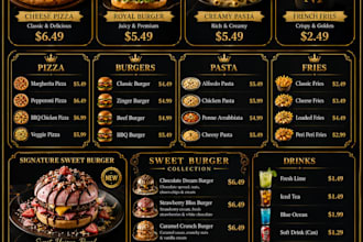 design a modern restaurant, cafe menu