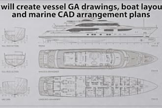create vessel ga drawing, boat layout and marine cad arrangement plans