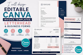 design editable canva invoice templates letterhead and business forms