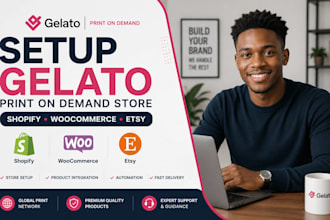 setup gelato print on demand shopify woocommerce etsy store