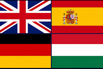 translate english german hungarian and spanish texts