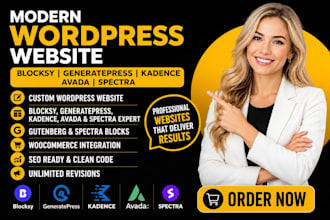 build wordpress website with generatepress, blocksy, kadence, avada and spectra