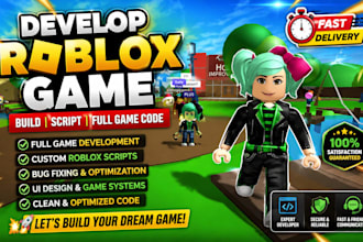 be roblox game developer, roblox scripter full game development and bug fix