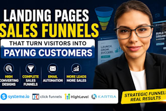 create landing page, sales funnel in systeme io clickfunnels gohighlevel kartra