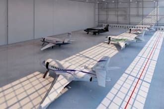 do 3d airplane hangar, aircraft facility, aviation center and garage