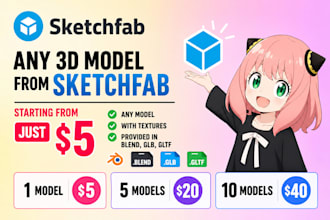 extract any sketchfab 3d model with textures and animations