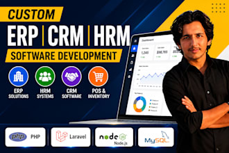 develop custom erp, CRM, hrm, pos, accounting and inventory software