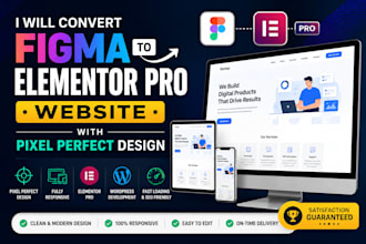 convert figma to elementor pro website with pixel perfect design