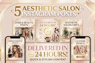 design 5 aesthetic instagram posts for beauty saloon