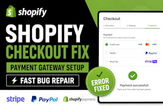 fix shopify payment issues, cart errors, and checkout bugs
