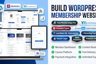 build ims website paid membership pro memberpress wordpress elementor website