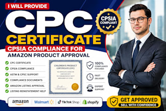 provide CPC certificate, cpsia compliance for amazon product approval