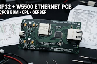 design esp32 w5500 ethernet pcb with jlcpcb bom and cpl files