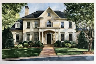 make personalized watercolor house illustrations