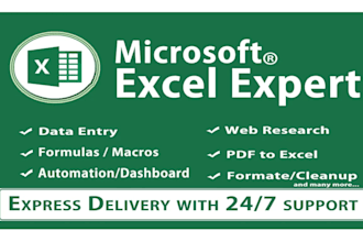 expertly do your excel tasks like data entry, cleaning, formula, lookup, match