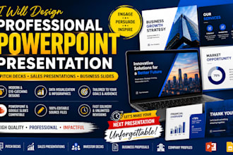 design a professional powerpoint presentation, pitch deck, sales presentation