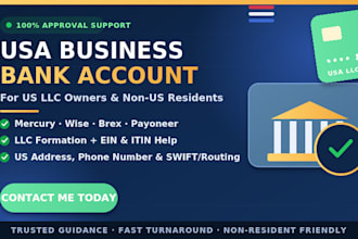 create USA business bank, USA bank creation for non resident, USA llc owners