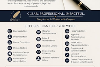 write you custom legal letters or business letters