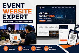 build event registration website with ticket booking and qr check in
