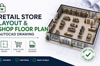 design retail store layout, shop floor plan and autocad drawing
