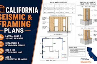 design california seismic structural framing plans and shear wall calculations