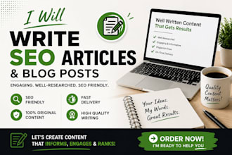 write SEO blog posts, article, and ebooks