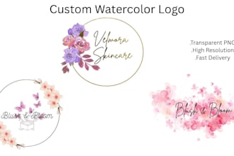 design a watercolor beauty logo with transparent png