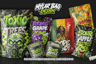 design premium mylar bag, cannabis and weed pouch packaging