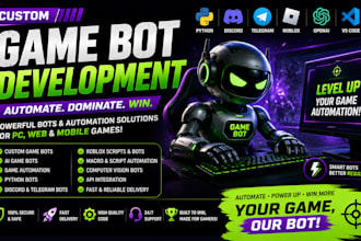create game automation bot for PC, roblox game, python bot, macro, game script
